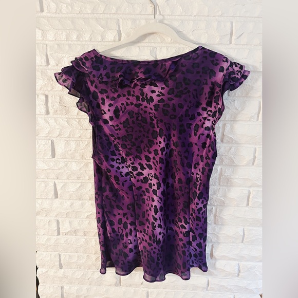 Sunny Leigh Purple Leopard Ruffle Sleeveless Top - Picture 2 of 6